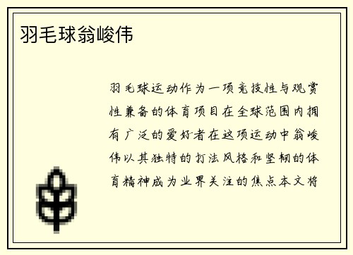 羽毛球翁峻伟